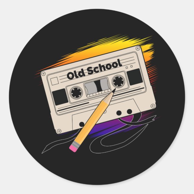 Old School Memories Runder Aufkleber (Vorderseite)