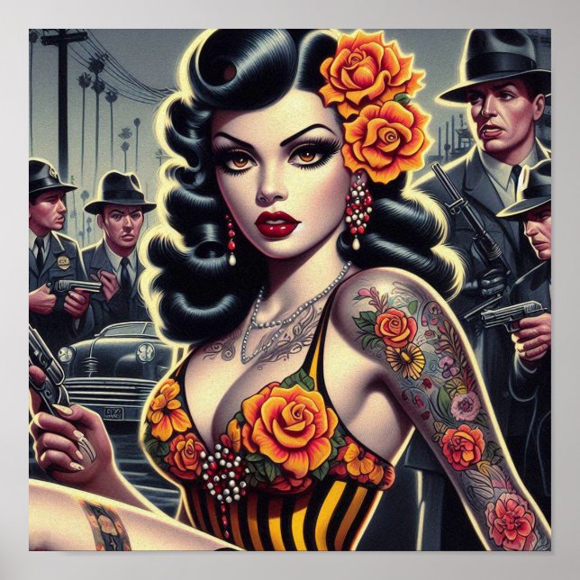 Old School Niedlich Goth Girl Poster (Vorne)
