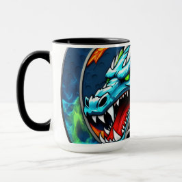Old School Pickleball Dragon blue mug