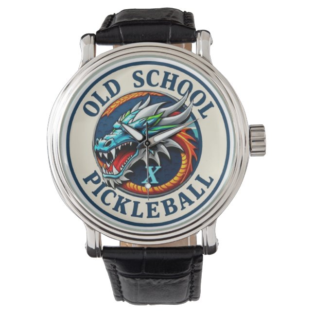 Old School Pickleball-Uhr Armbanduhr (Vorderseite)