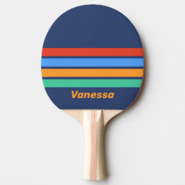 Old School Retro Rainbow Across Striping with Name Tischtennis Schläger