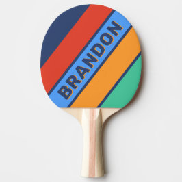 Old School Retro Rainbow Bold mit Namen Tischtennis Schläger