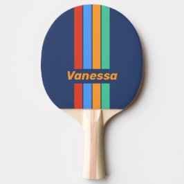 Old School Retro Rainbow Pin Striping with Name Tischtennis Schläger