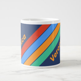 Old School Retro Rainbow Stripes with Name Jumbo-Tasse