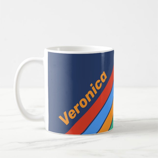 Old School Retro Rainbow Stripes with Name Kaffeetasse (Links)