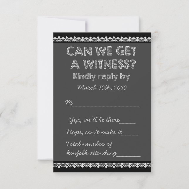 Old School Rustic Chalkboard Country Wedding UAWG RSVP Karte (Vorderseite)
