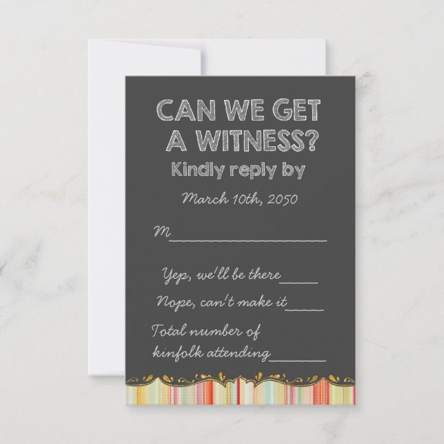 Old School Rustic Chalkboard Country Wedding UAWG RSVP Karte (Vorderseite)