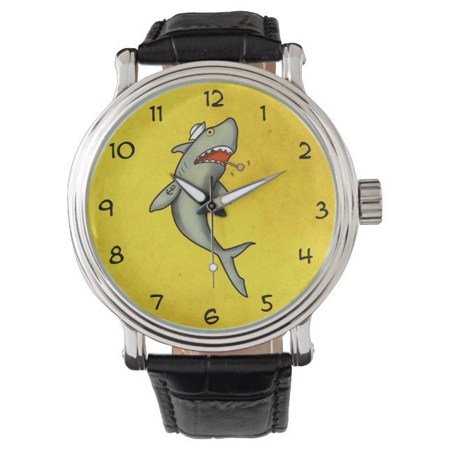 Old School Sailor Shark Armbanduhr (Vorderseite)