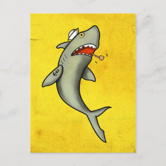 Old School Sailor Shark Postkarte