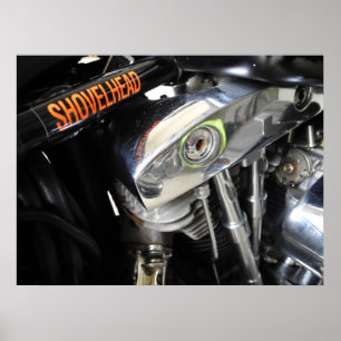Old School Shovelhead Motorrad Art Poster