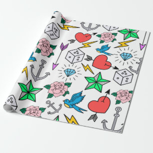 Old-School-Tätowierung Geschenkpapier