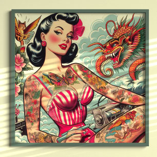 Old School Tattoo Button-up Poster