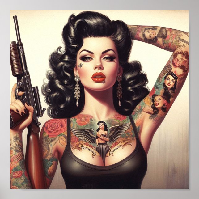 Old School Tattoo Girl Poster (Vorne)