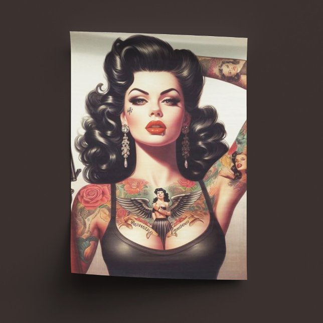 Old School Tattoo Girl Seidenpapier (Von Creator hochgeladen)