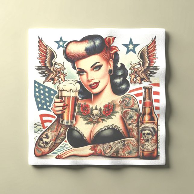 Old School Tattoo Girl Serviette (Von Creator hochgeladen)