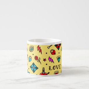 Old School Tattoo Liebe Muster Espressotasse