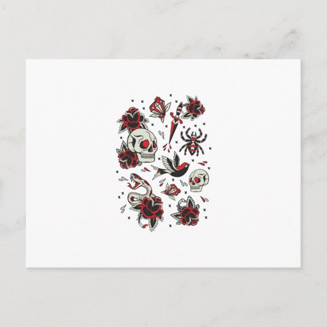 Old School Tattoo Postkarte (Vorderseite)