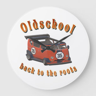 Old school, vintage car in Red and Grey Große Wanduhr