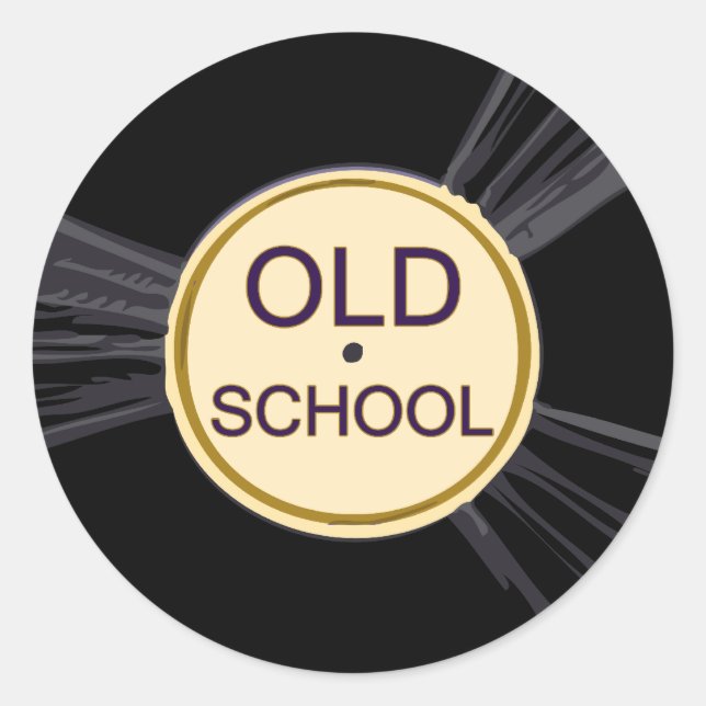 Old School Vinyl Runder Aufkleber (Vorderseite)