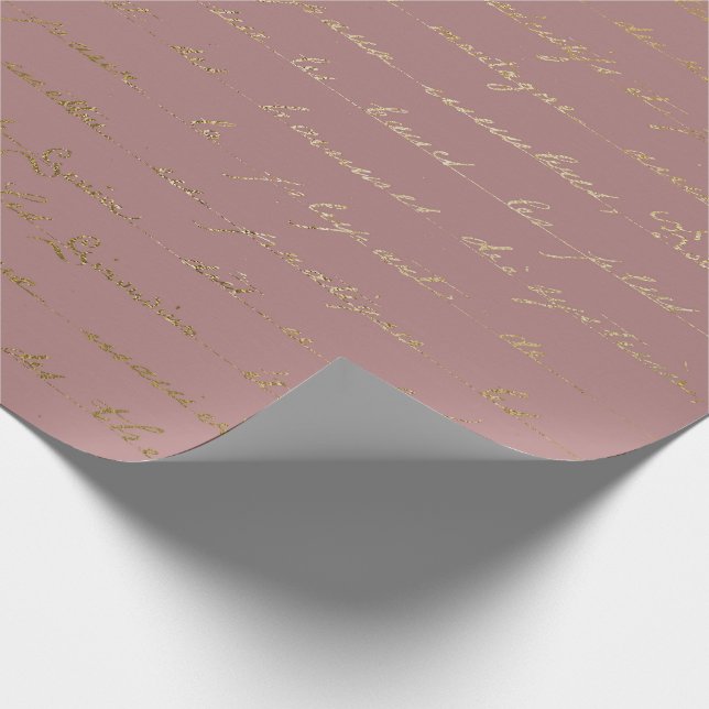 Old Script Gold Mauve Lilac Blush Pink Royal Paris Geschenkpapier (Ecke)