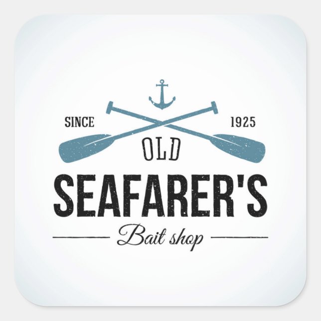 Old Seafarers Bait Shop Quadratischer Aufkleber (Vorderseite)