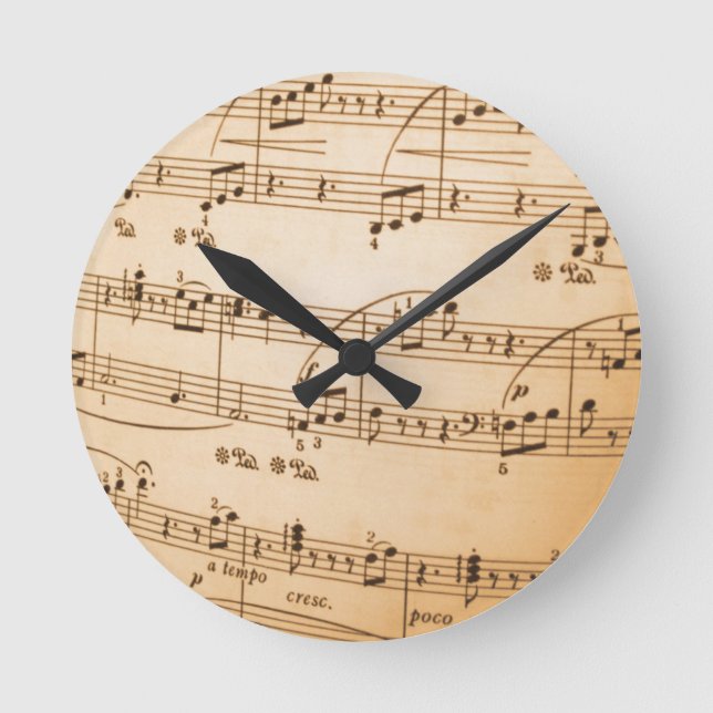 Old Sheet Music Runde Wanduhr (Vorderseite)