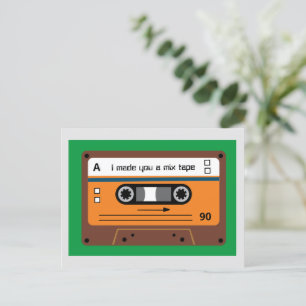 Old Skool Braune Kassette Mix-Tape Grüße Postkarte