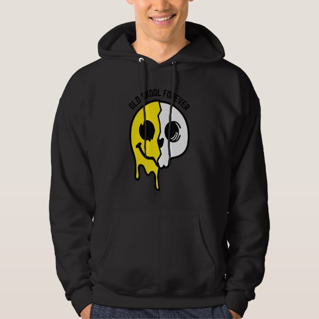 Old Skool Forever Skull Gesicht Original Raver Rav Hoodie (Vorderseite)