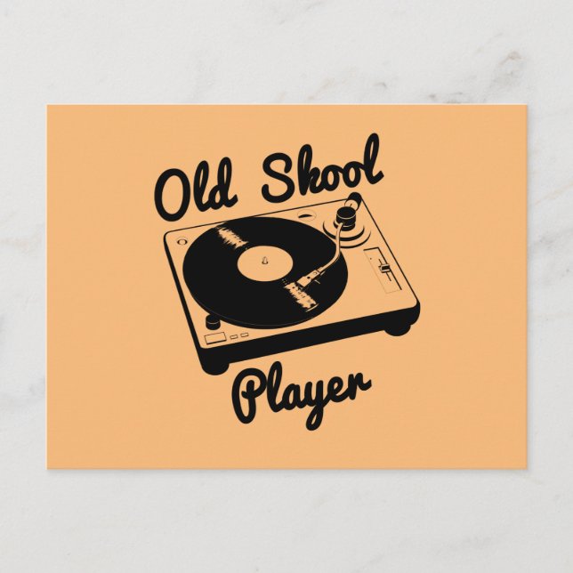 Old Skool Player Vinyl Record Turntable DJ Postkarte (Vorderseite)