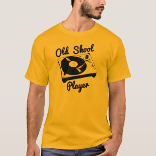Old Skool Player Vinyl Record Turntable DJ T-Shirt