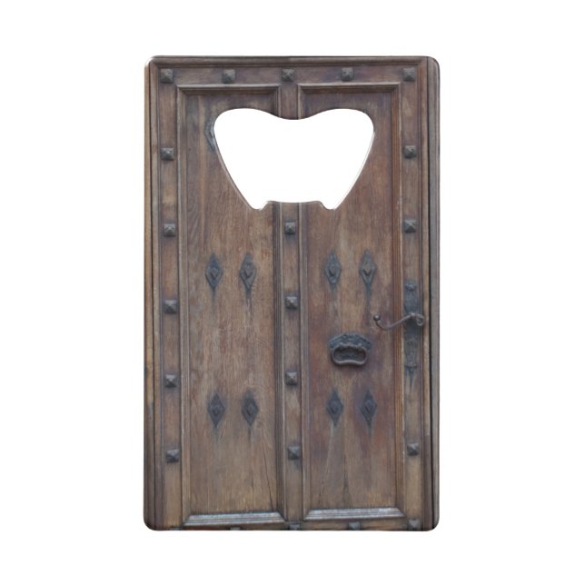 Old Spanish Wooden Door with Bolts Geldkarten Flaschenöffner (Vorderseite)