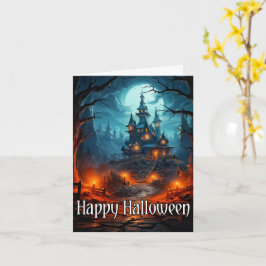 Old Spooky Mansion Happy Halloween Karte