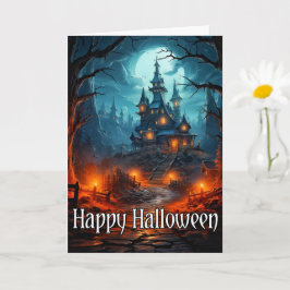 Old Spooky Mansion Happy Halloween Karte