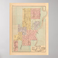 Old St Peter MN Map (1872) Vintag Minnesota City