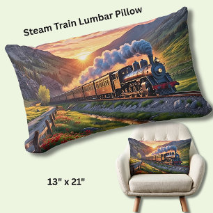 Old Steam Motor Lokomotive Bahn Sunset Lendenkissen
