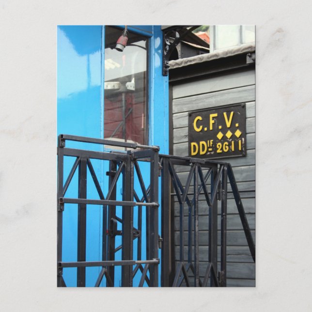 Old Steam Train Le Mastrou Blue Wagon Carte postal (Devant)