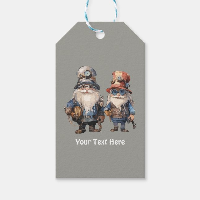 Old Steampunk Gentlemen off to work Geschenkanhänger (Vorderseite)
