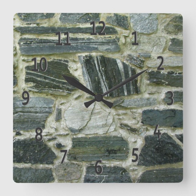 Old Stone Wall Quadratische Wanduhr (Vorderseite)