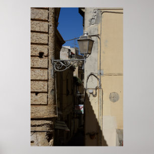 Old Street Lamp im Corner House Poster