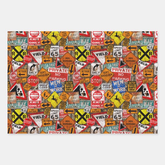 Old Street Signs Wrapping Paper Sheets Geschenkpapier Set (Vorderseite)