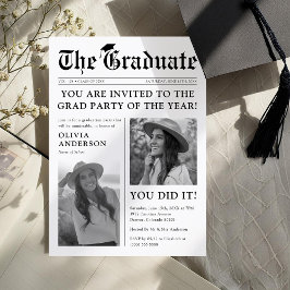 Old Style Newspaper Foto Graduation Party Einladung