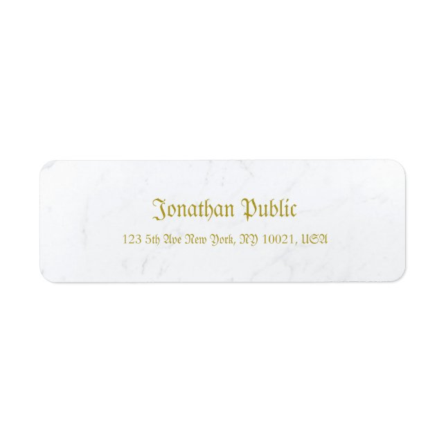 Old Style Text Stilvolle Marble Gold Rücksendeadre (Vorne)