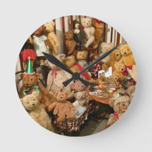 Old Teddy Bears Collection Runde Wanduhr