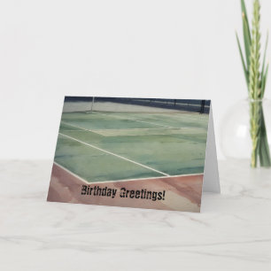 Old Tennis Court Art Pun Carte Anniversaire