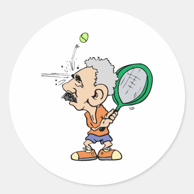 Old Tennis Player Runder Aufkleber (Vorderseite)