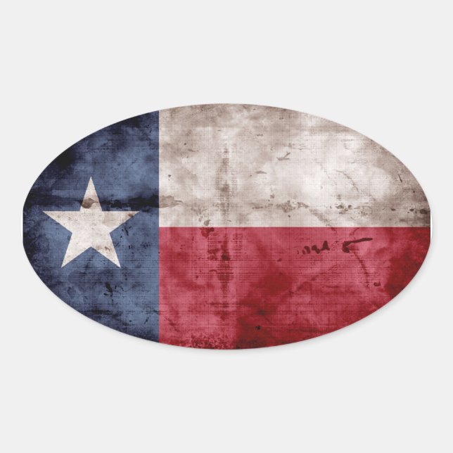 Old Texas Flag Ovaler Aufkleber (Vorderseite)