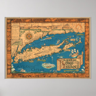 Old Time Long Island Karte Poster