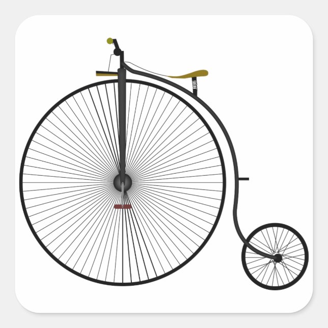Old Time Penny Farthing Fahrrad Quadratischer Aufkleber (Vorderseite)