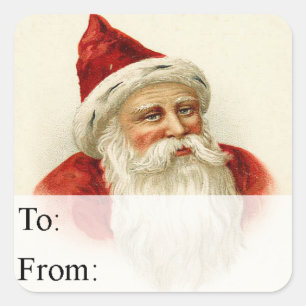 Old Time Santa Vintage Geschenkmarke Quadratischer Aufkleber