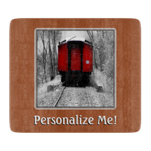 Old Time Steam Train Rot und Schwarz Schneidebrett
